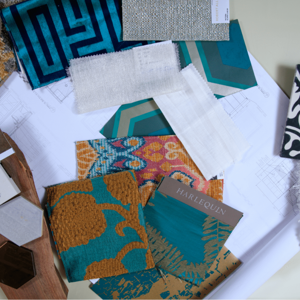 fabric swatches on a table