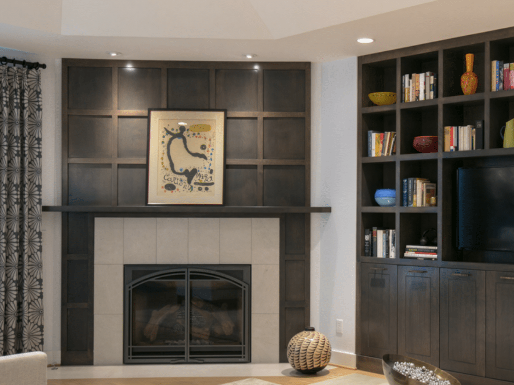 White and black fireplace turned-off