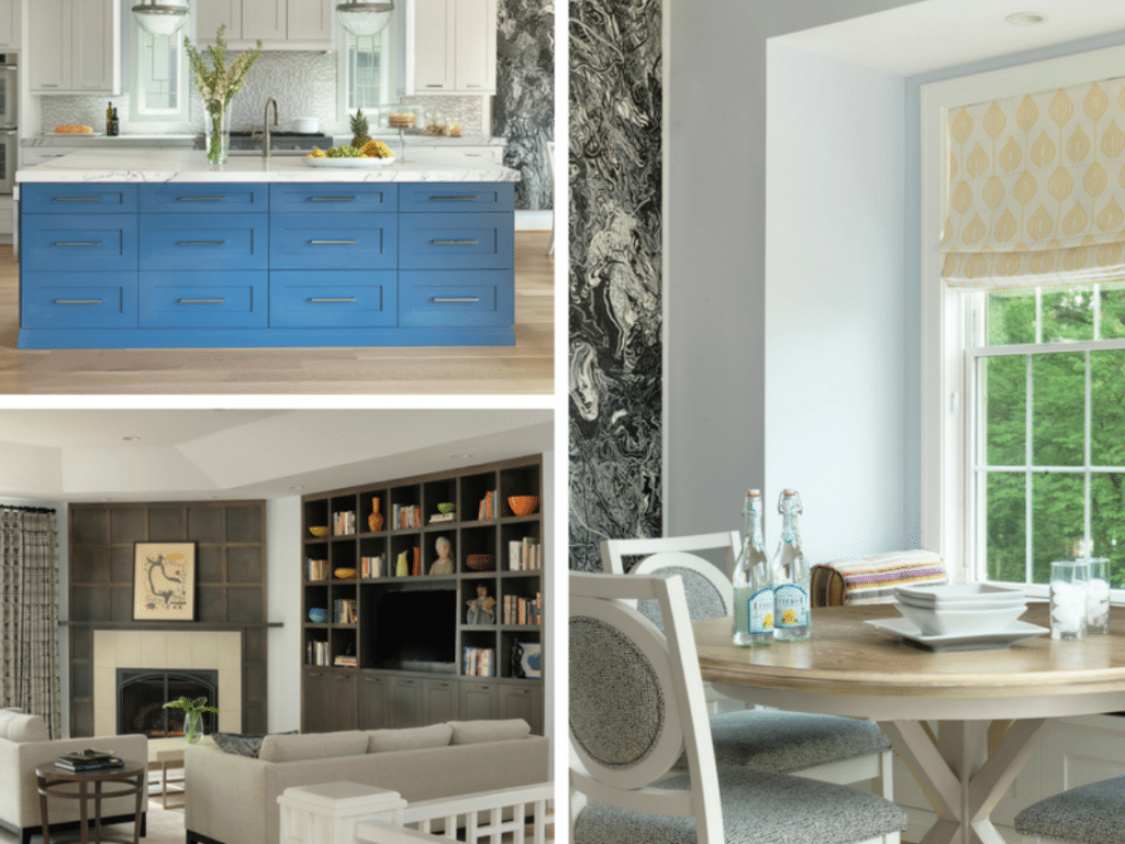 Blue and white home furnitures collage