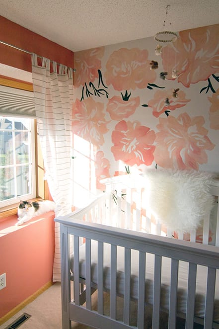 floral wallpaper peach