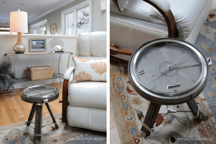 Compass Side Table in Coastal Home Family Room