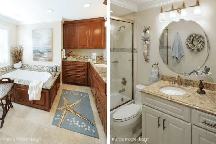 Master Bathroom and Powder Room Coastal Home