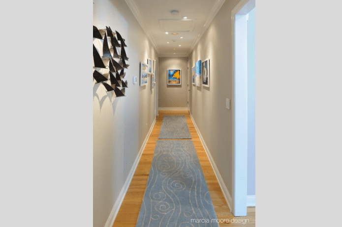 Gallery hallway in coastal home