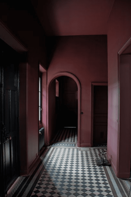 hallway in aubergine