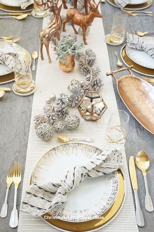 white tablescape with folded napkins