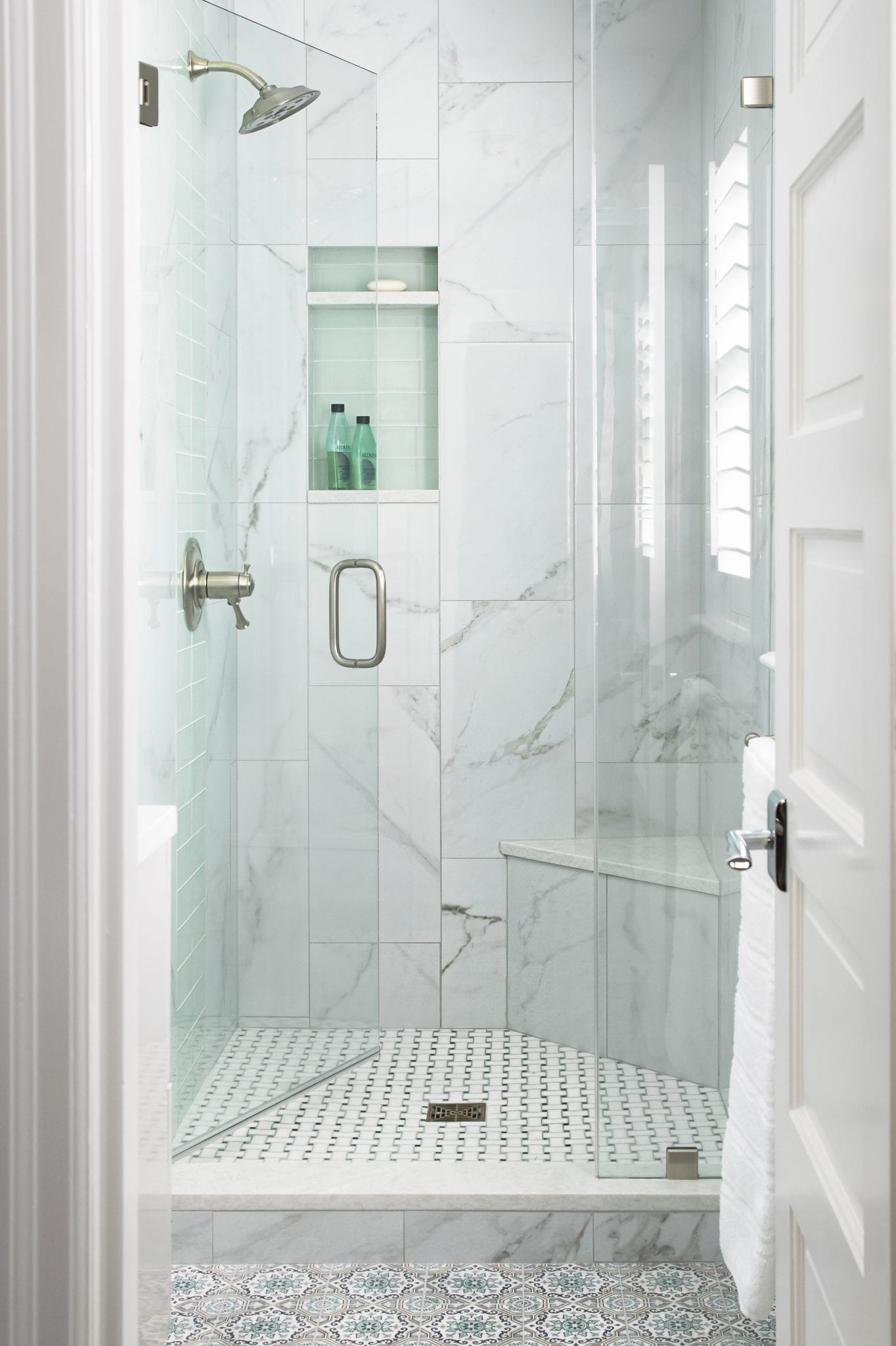 white marbel shower