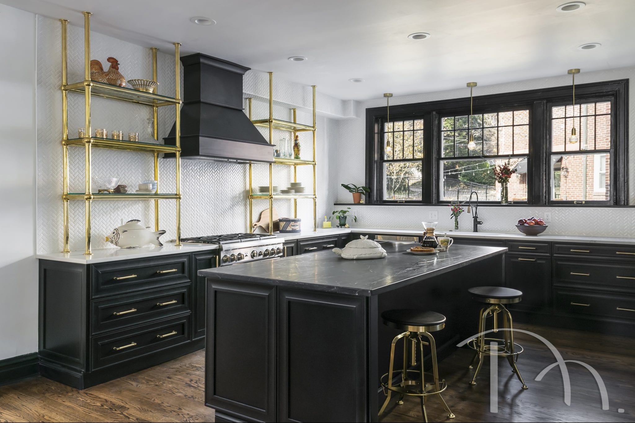 black and gold kitchen