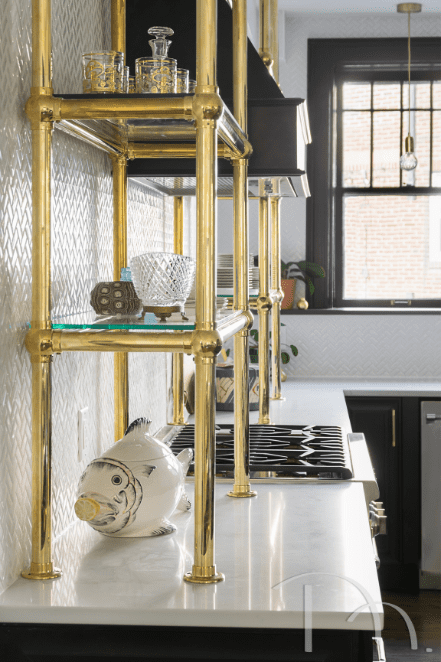 black and gold kitchen